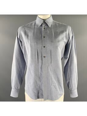 ADAM KIMMEL Size L Blue Light Blue Heather Pointed Collar Long Sleeve Shirt